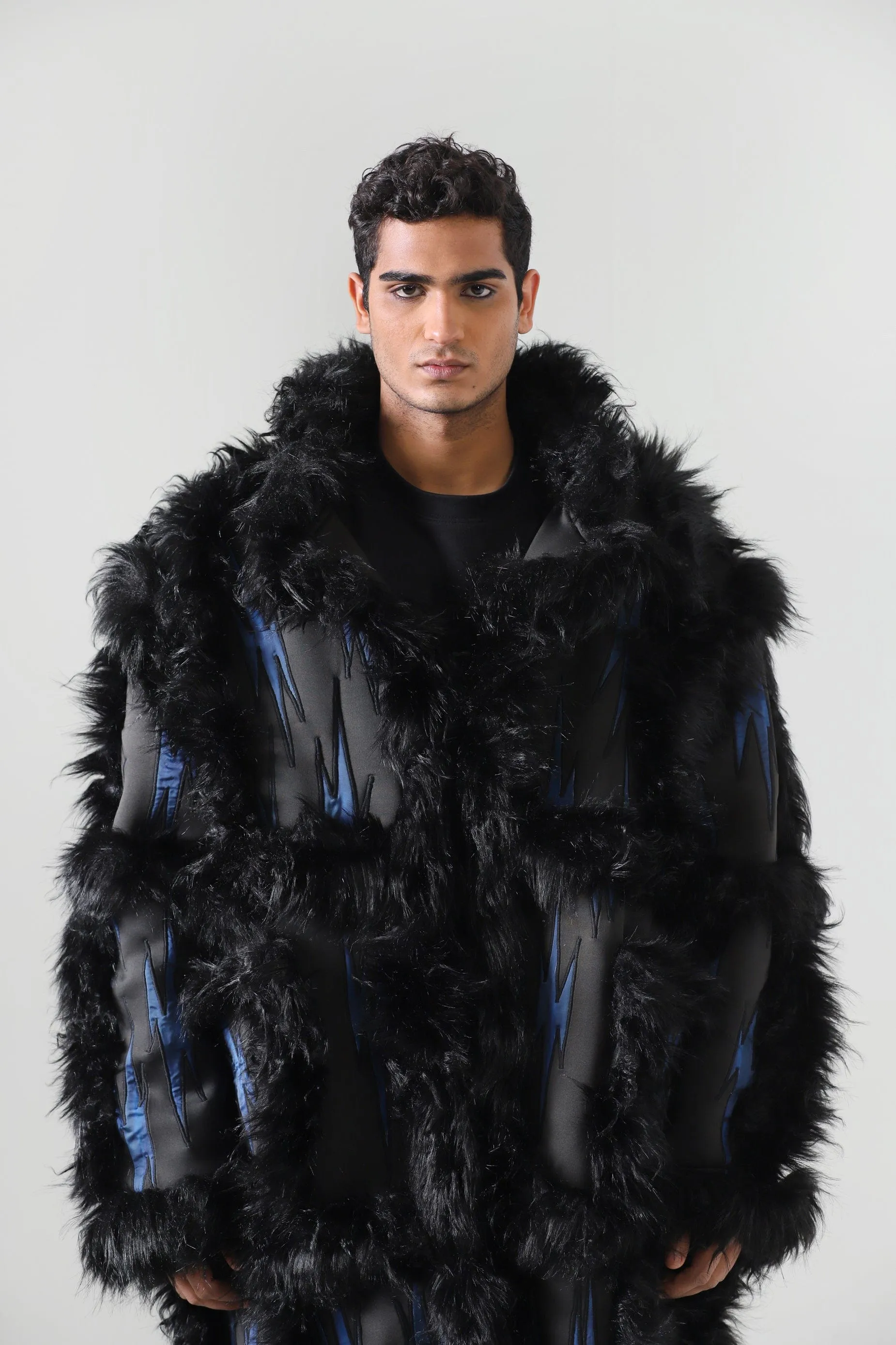 "BLUE NIGHT" FAUX FUR LONG COAT