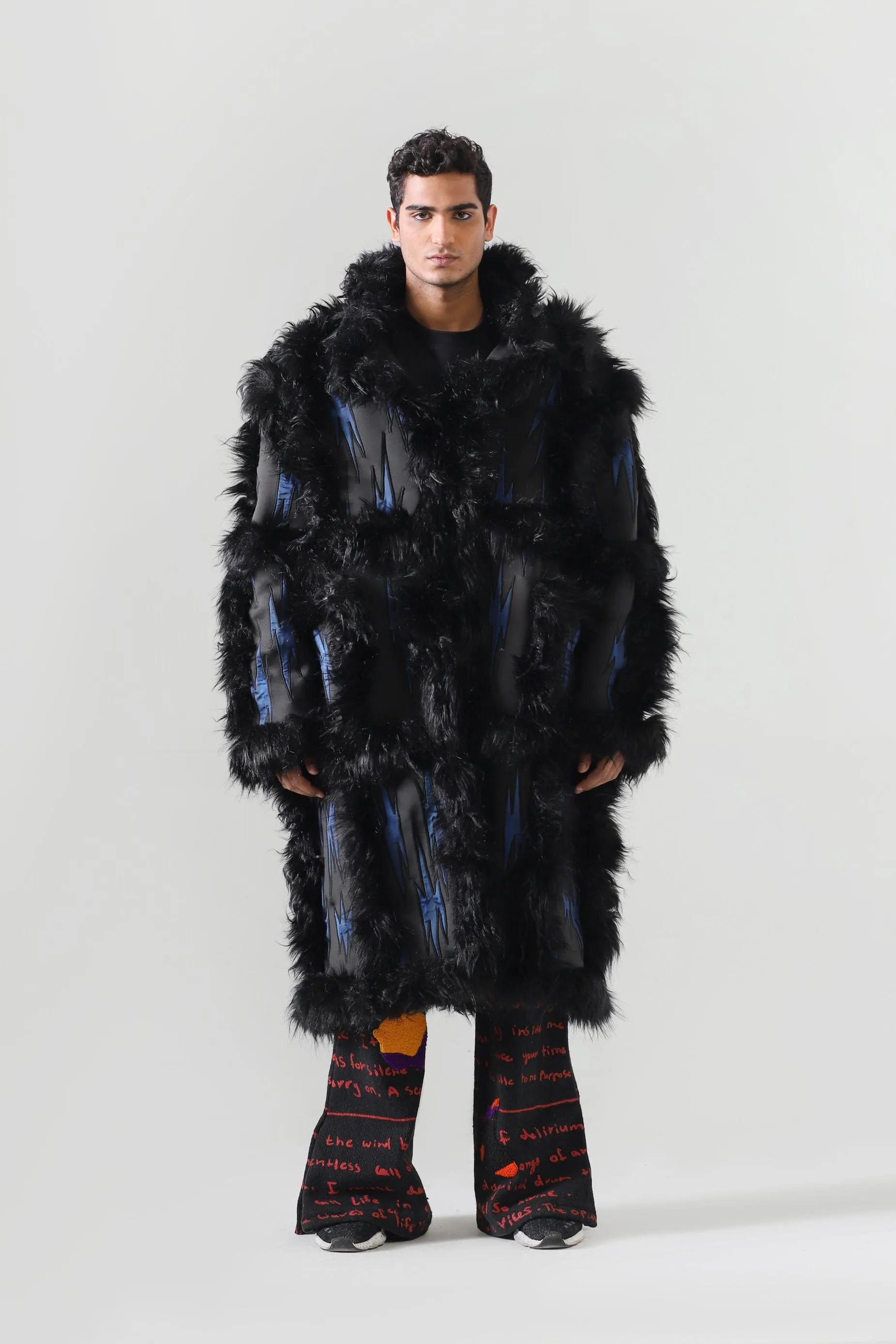 "BLUE NIGHT" FAUX FUR LONG COAT