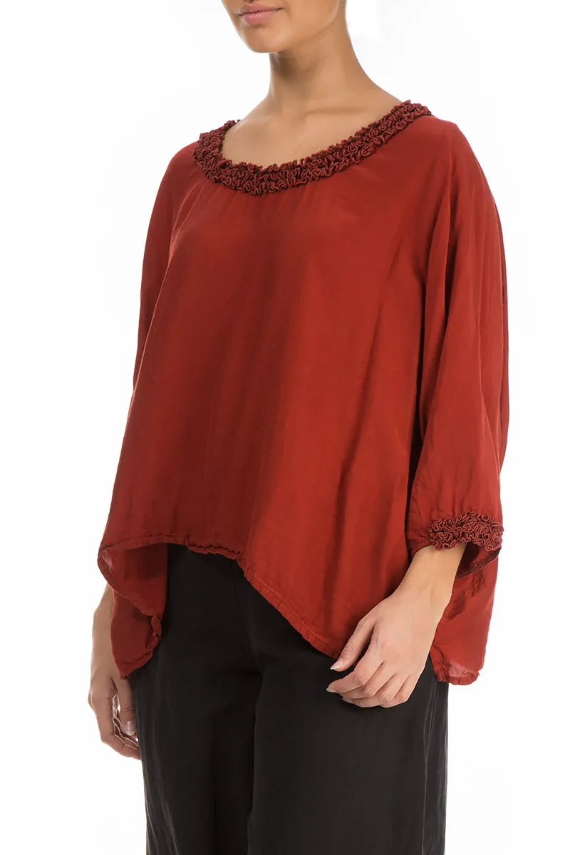 Romantic Brick Silk Bamboo Blouse