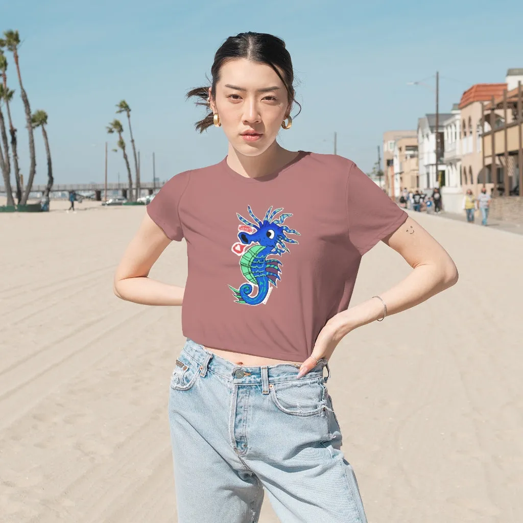 Scribblers the Seahorse Women's Flowy Cropped Tee