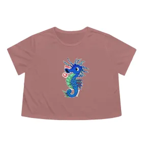 Scribblers the Seahorse Women's Flowy Cropped Tee