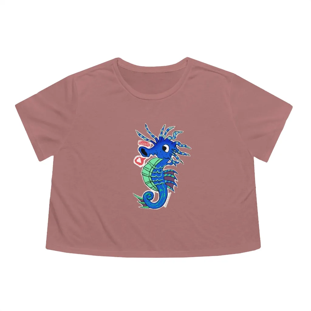 Scribblers the Seahorse Women's Flowy Cropped Tee