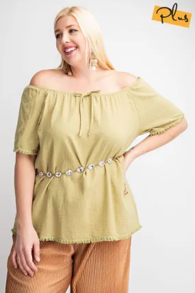 Spring Chic Cotton Gauze Top. Plus size