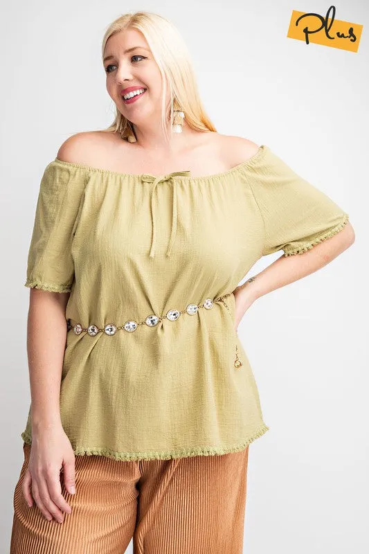 Spring Chic Cotton Gauze Top. Plus size