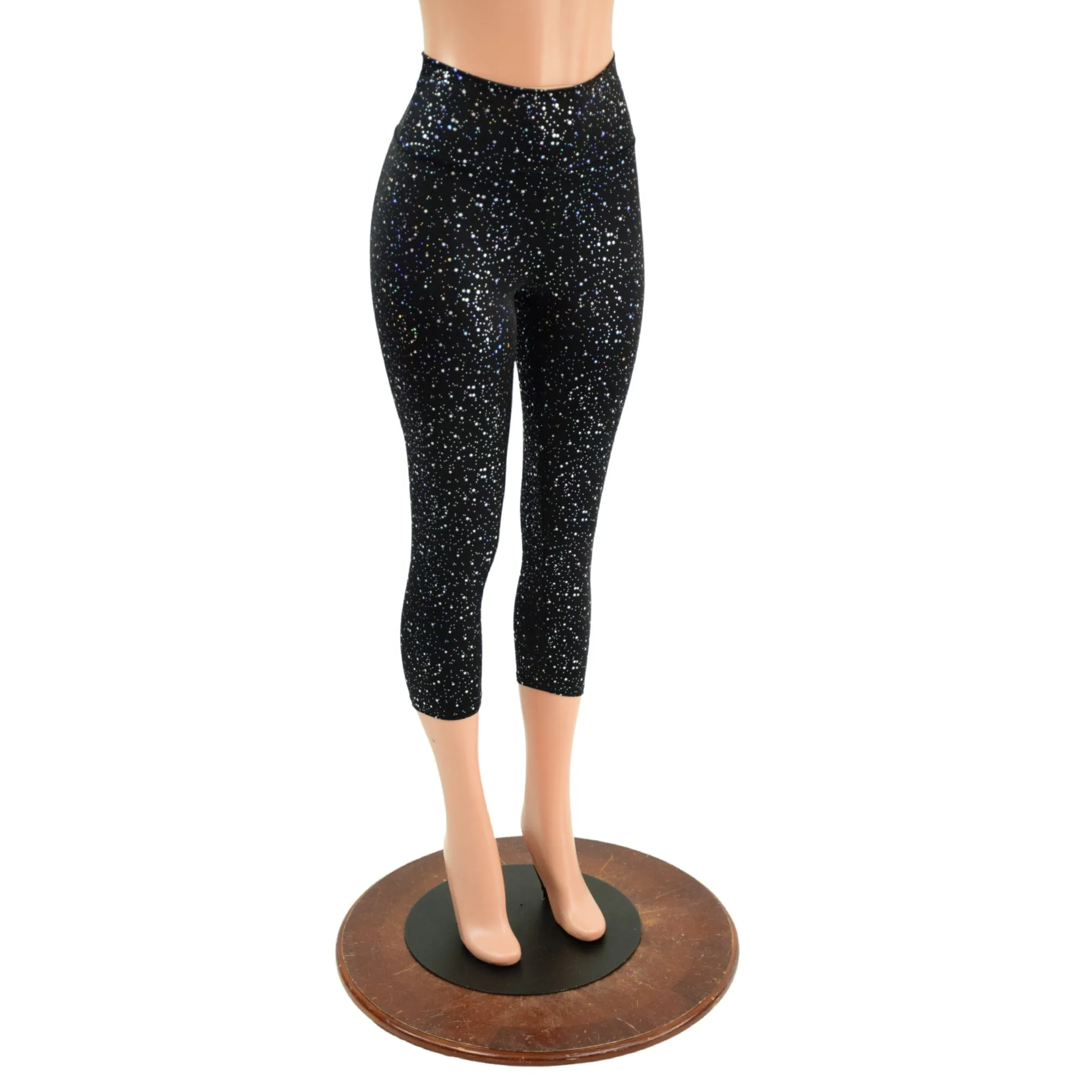 Star Noir Capri Leggings & Zipper Front Racerback Crop Set