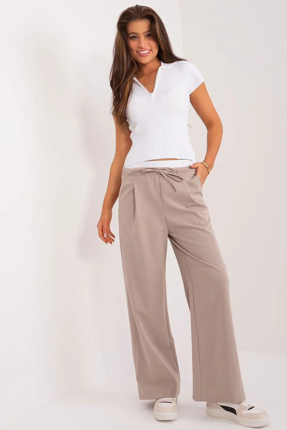 TEEK - Drawstring Palazzo Pocketed Trousers