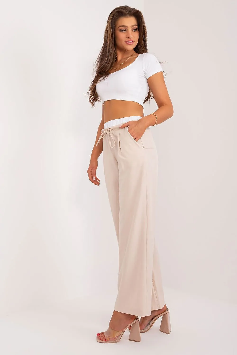 TEEK - Drawstring Palazzo Pocketed Trousers