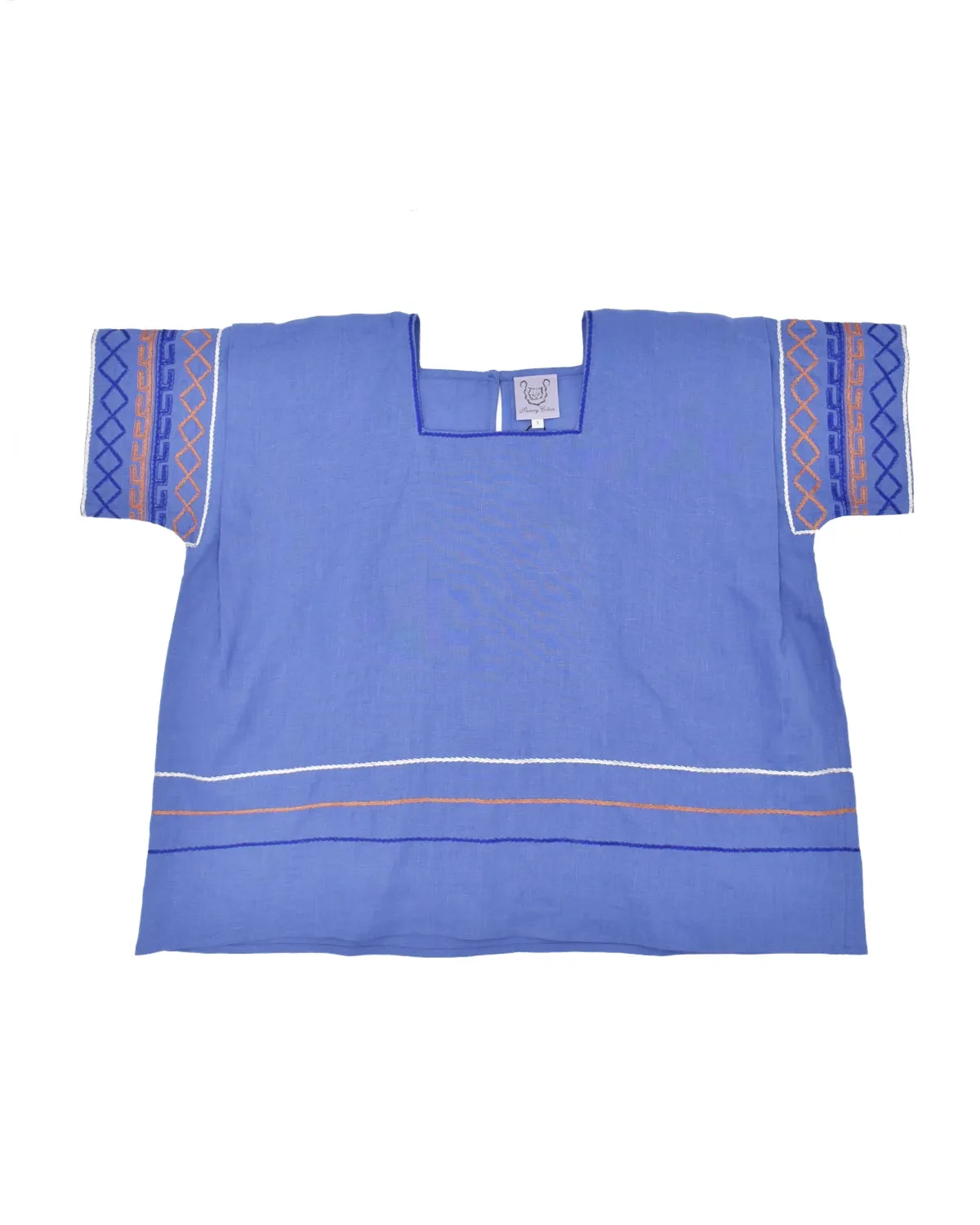 Thierry Colson Sax Blue Embroidered Blouse