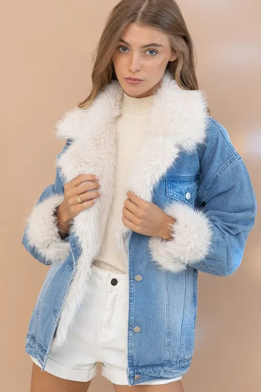 This One Is Fur You Faux Fur Denim Jacket