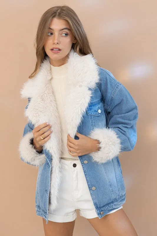 This One Is Fur You Faux Fur Denim Jacket