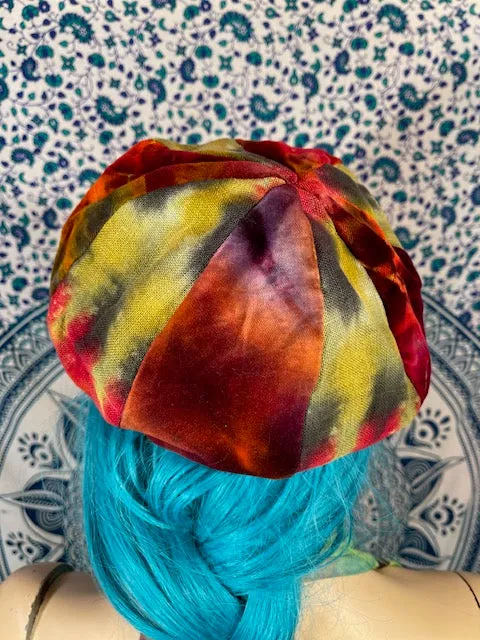 Tiedye Velvet Hat #8 (Extra Size)