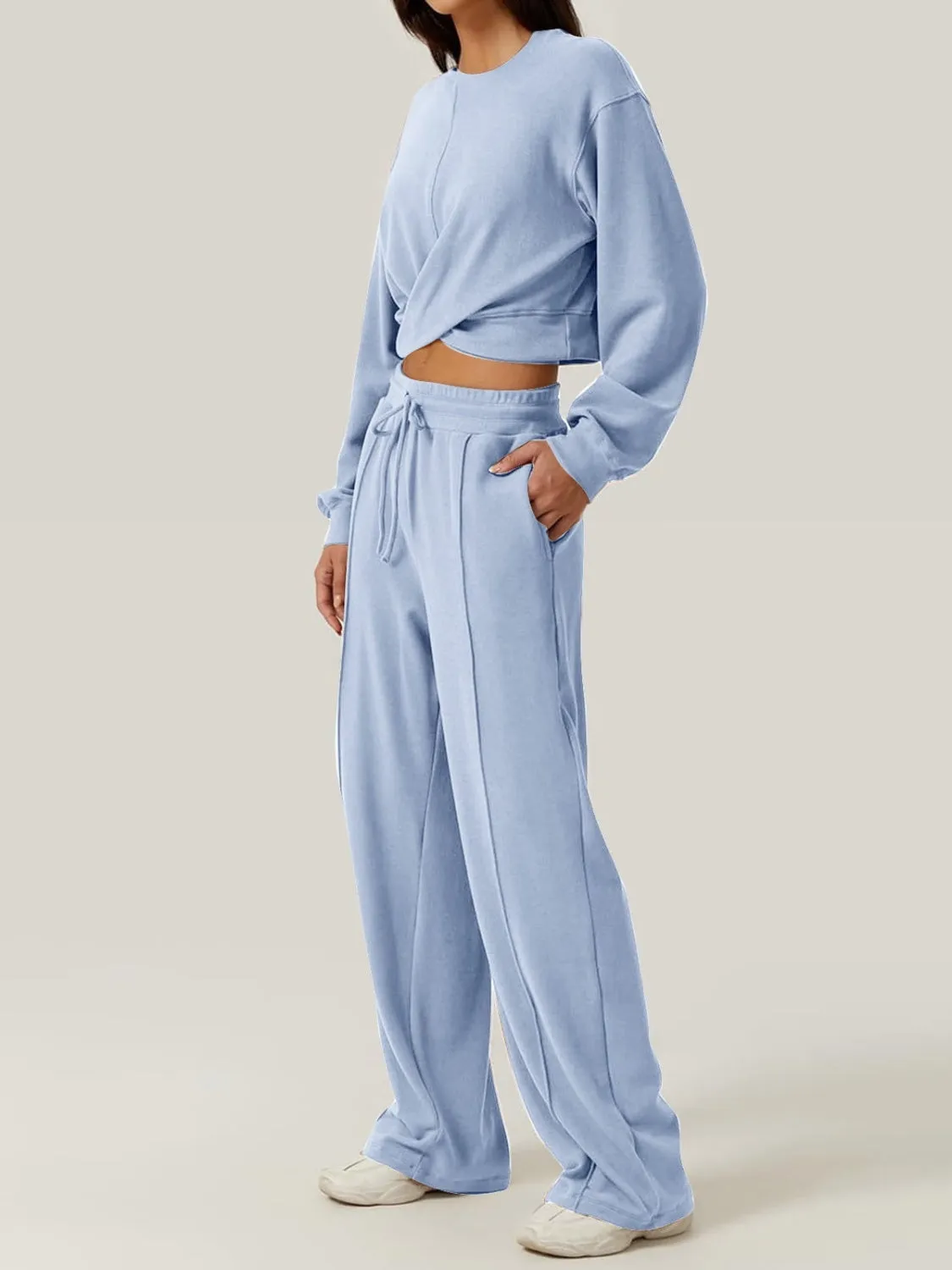 Top and Drawstring Resort Pants Set