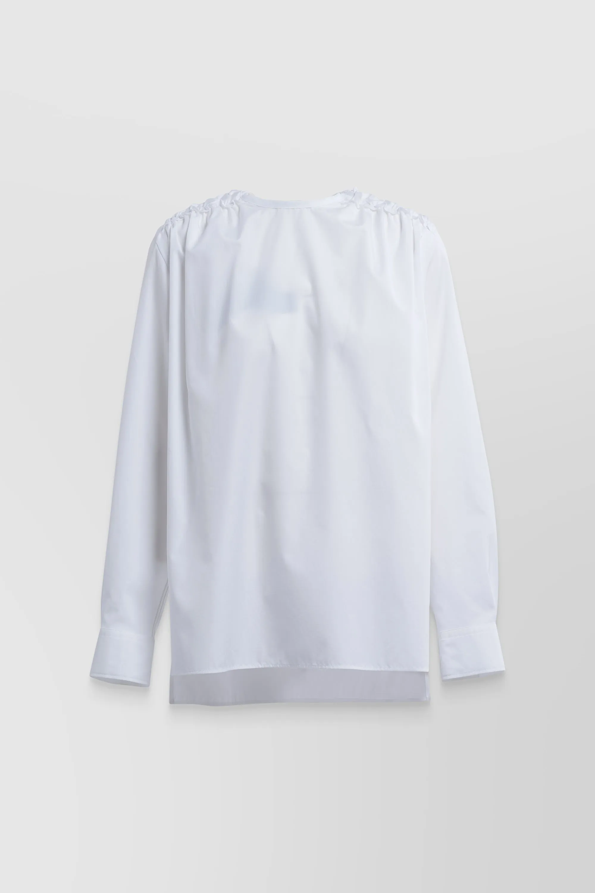 White gathered boxy cotton shirt