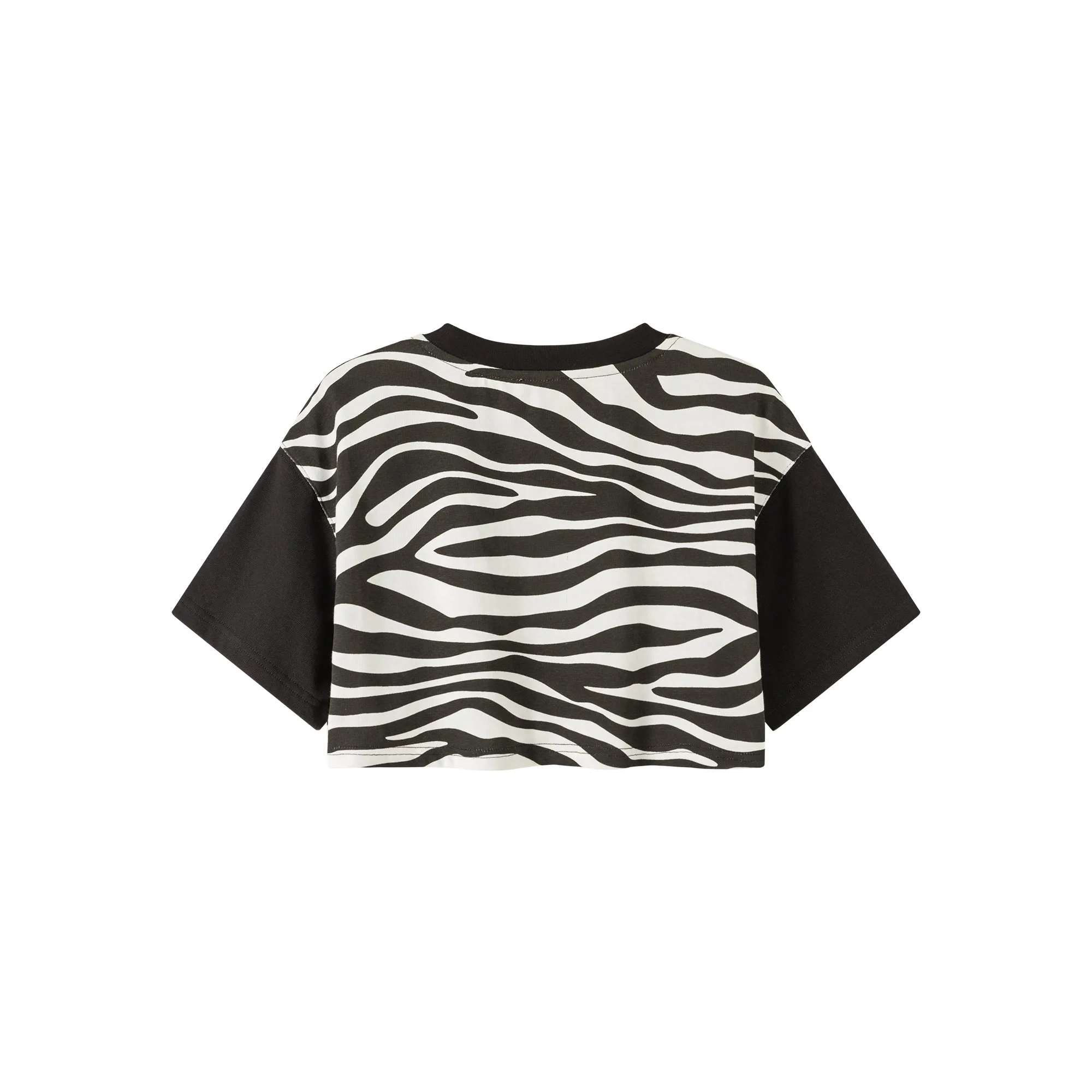 Zebra Contrast Cropped T-Shirt