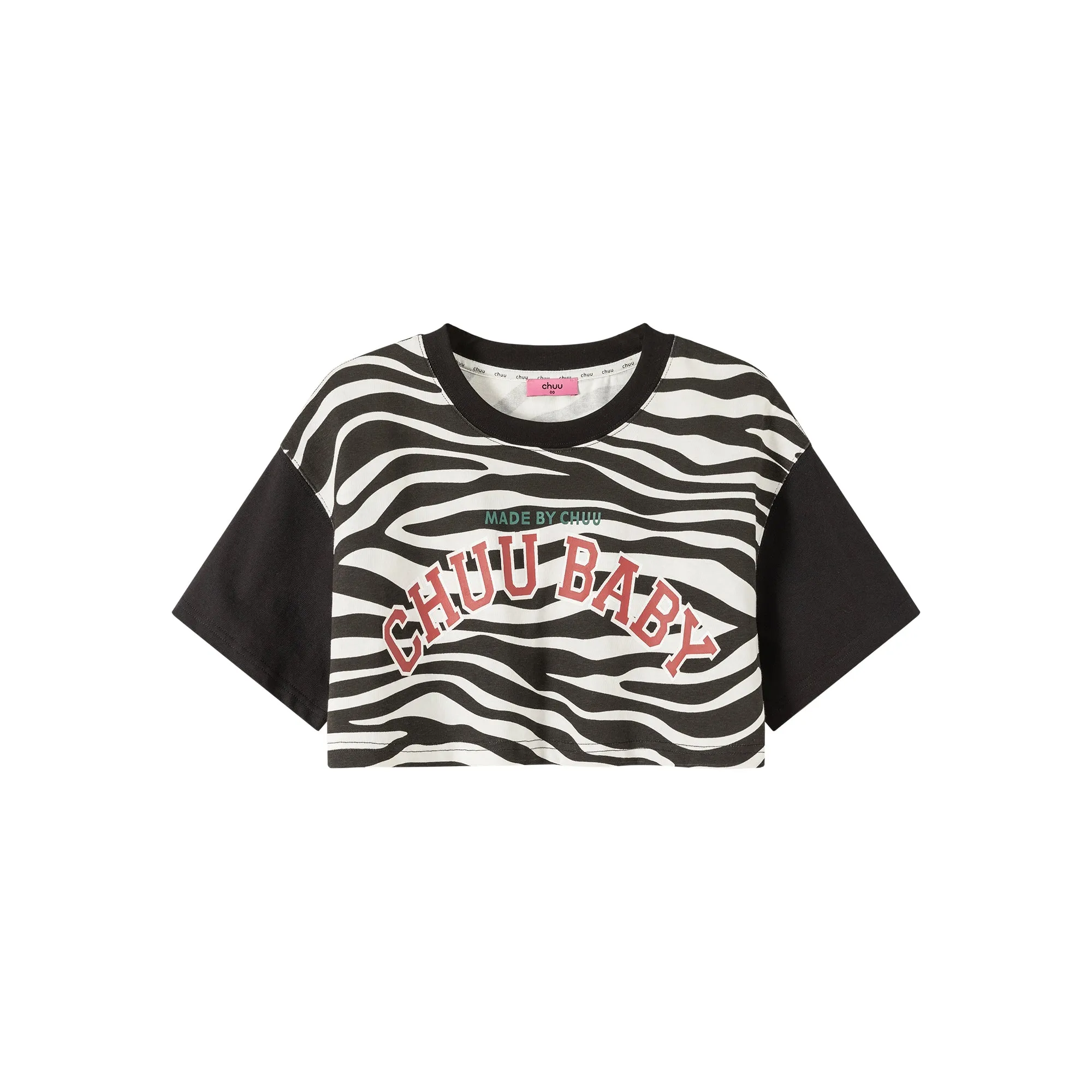 Zebra Contrast Cropped T-Shirt